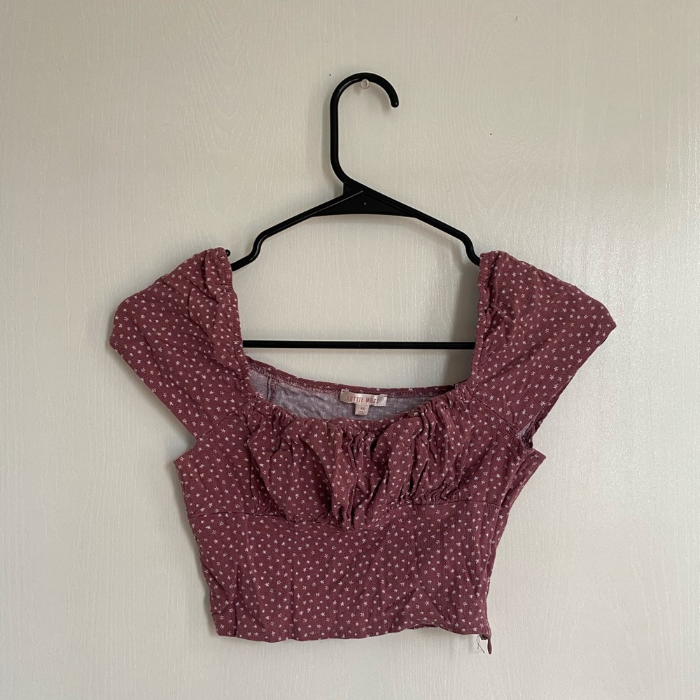 Pink floral Square neck crop top.